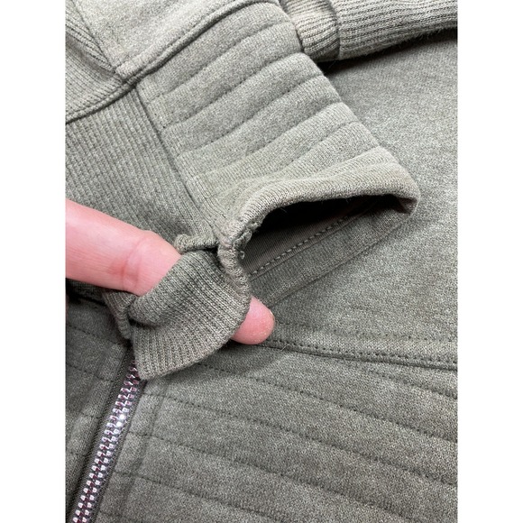 Lululemon Jacket Womens 8 Green Fleece Full Zip Thumbholes Tall Collar Athletic - Picture 3 of 8